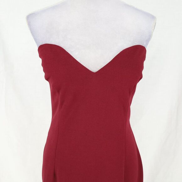 Katie May Gown Dress Womens 16 Burgundy Strapless Open Back Long Sheer Scarf - Picture 9 of 16